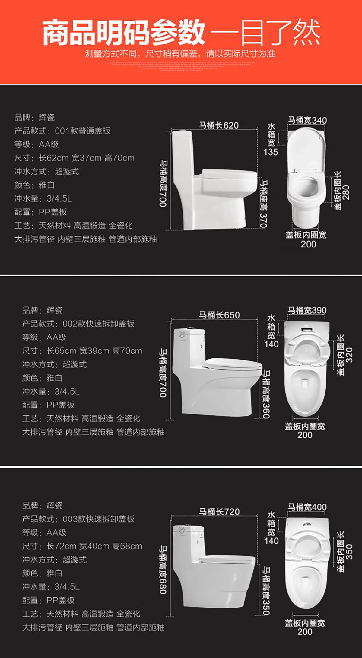 连体式家用冲水坐便器