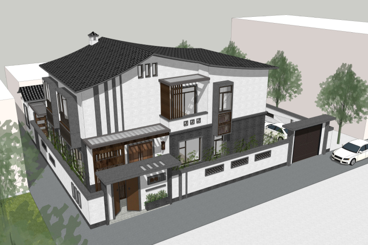 贵州梁家新中式别墅设计图纸