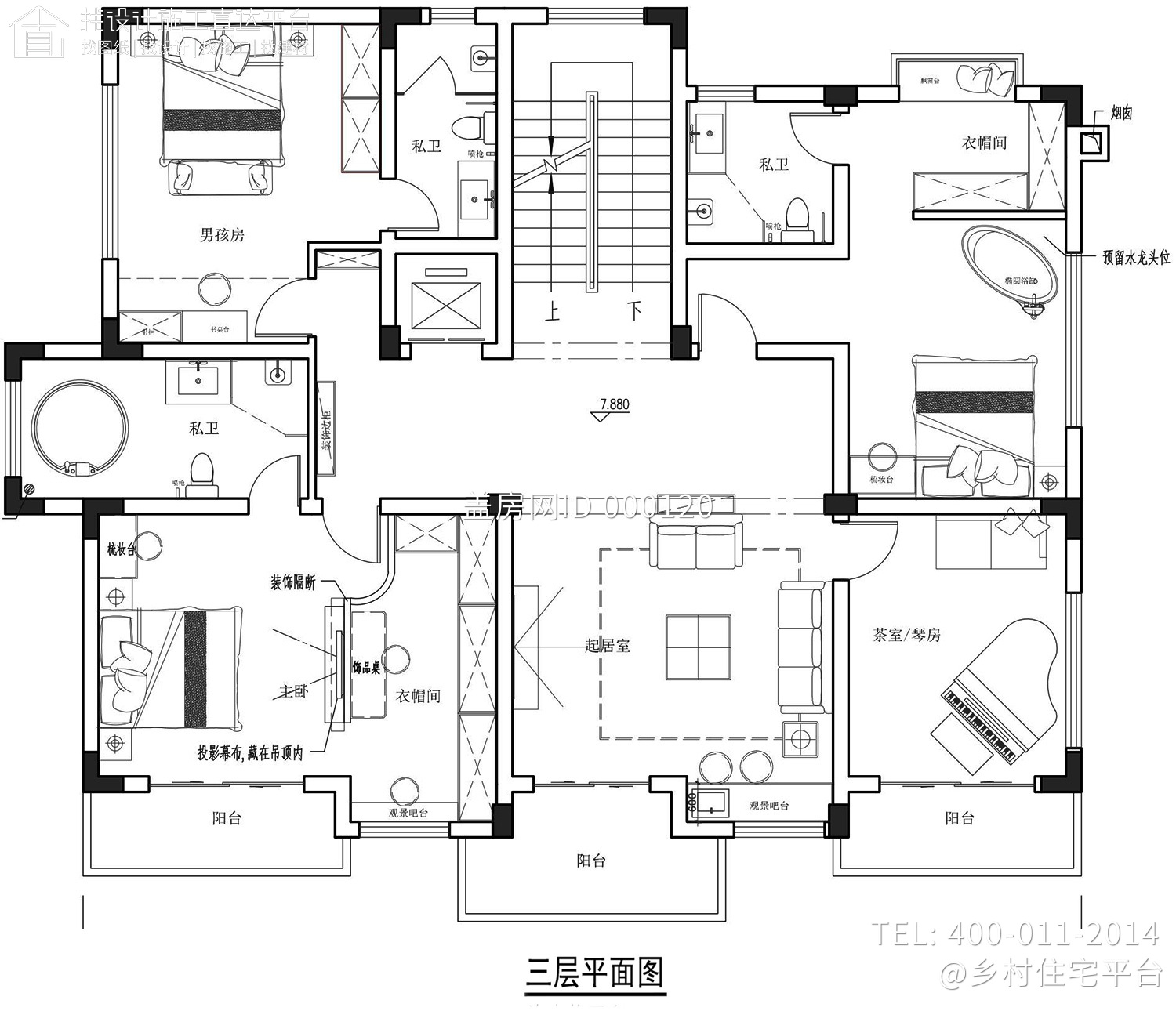 郴州四层新中式农村别墅图纸