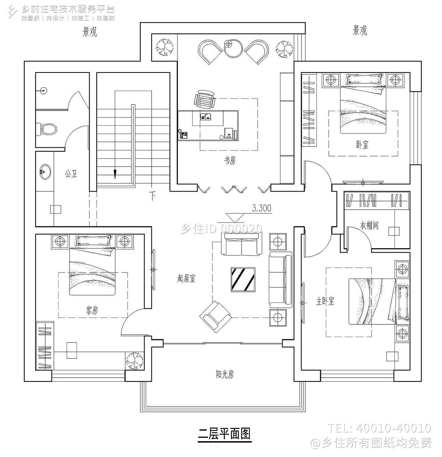 北京顺义二层张家欧式别墅图纸