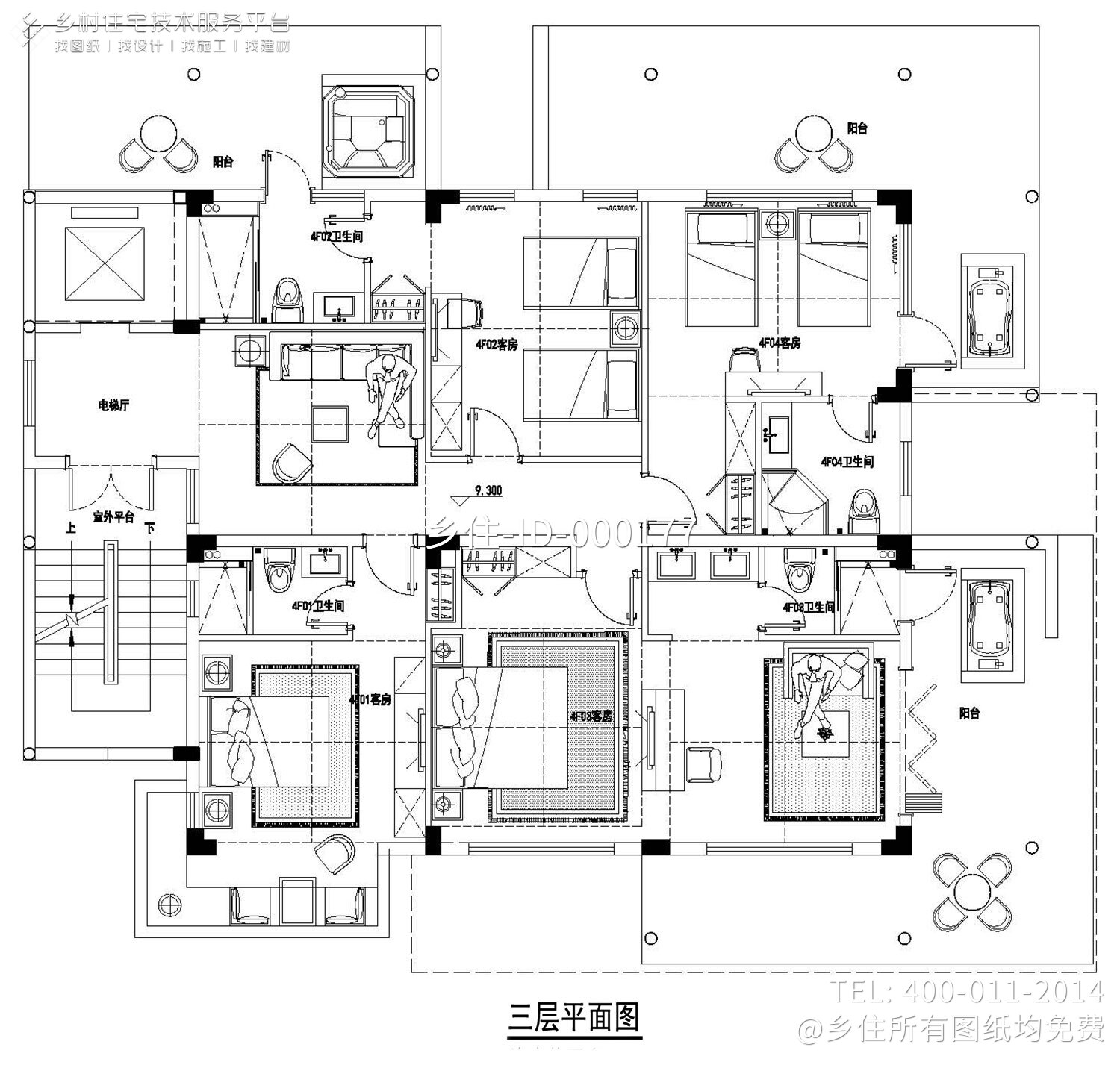 海南海口四层现代别墅设计图纸