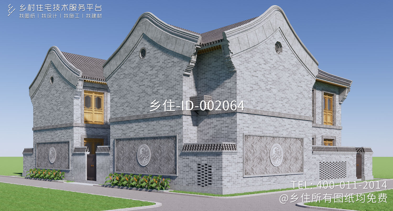 北京朝阳王家二层中式自建别墅设计