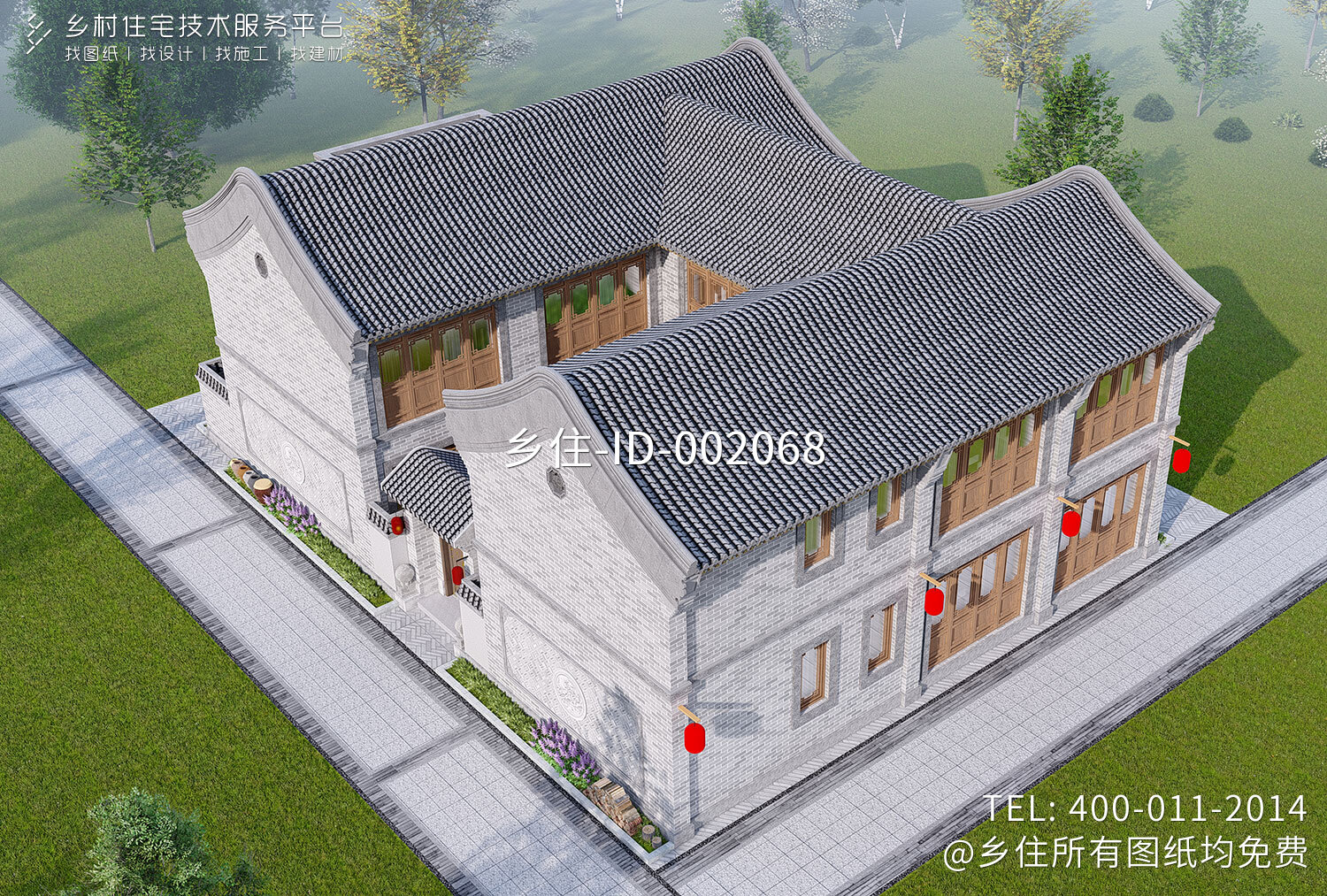 北京平谷孙家二层中式自建别墅设计