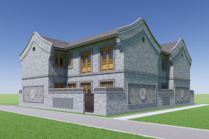 北京朝阳王家二层中式自建别墅设计