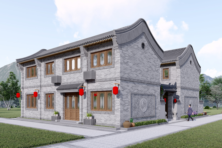 北京通州李家二层中式自建别墅设计