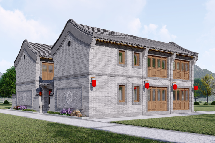 北京平谷孙家二层中式自建别墅设计