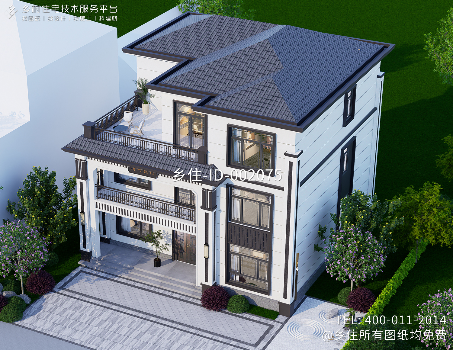 湖南永州陈家三层新中式自建别墅