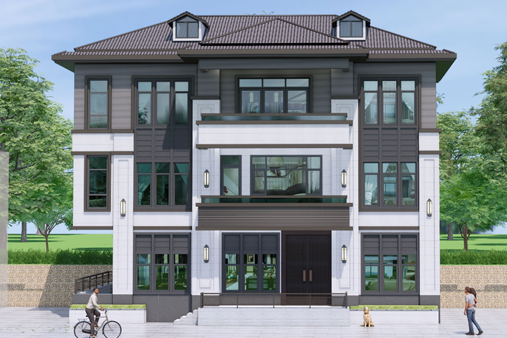 浙江湖州王家三层新中式自建别墅