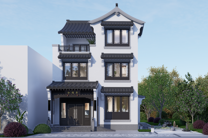 湖南邵阳禹家三层中式自建别墅	