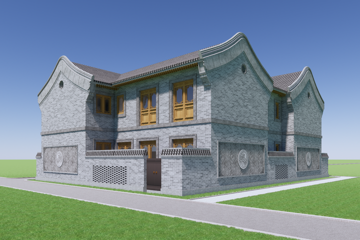北京朝阳王家二层中式自建别墅设计