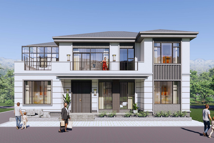 河北任丘吴家二层新中式自建别墅