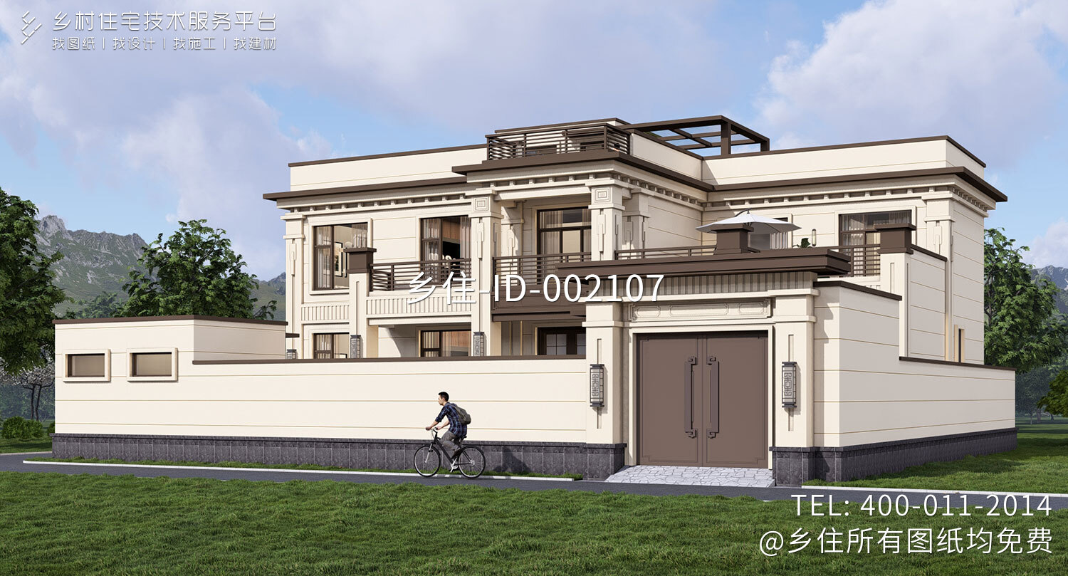 山东临沂董家二层新中式自建别墅	