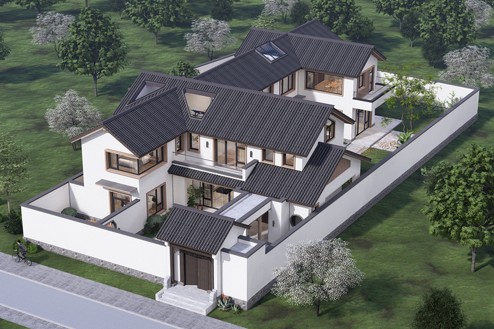 陕西商洛杨家二层中式别墅	