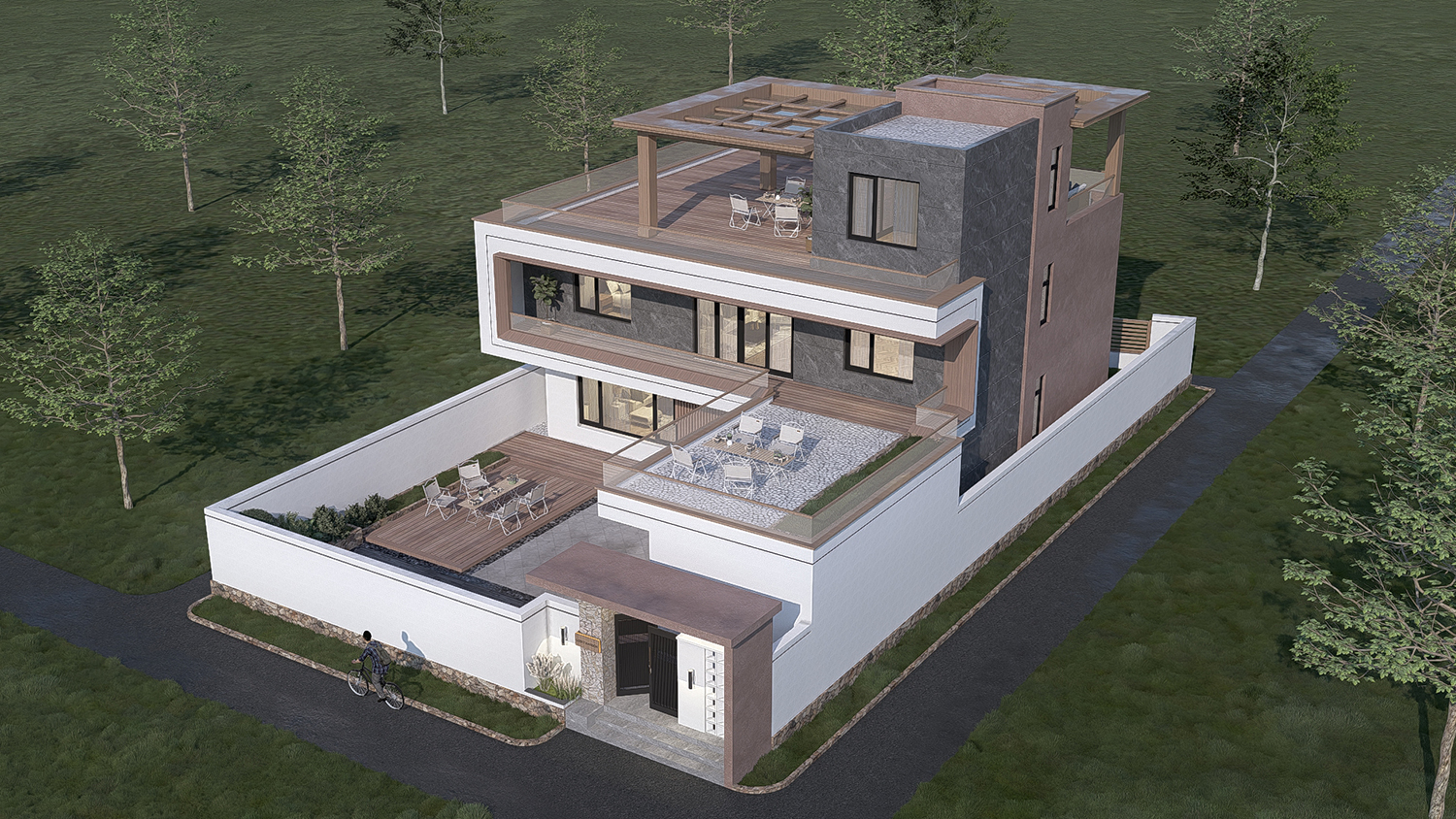 北京房山二层现代自建别墅	