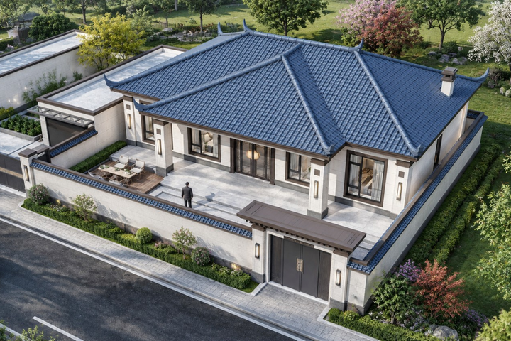 甘肃白银四龙一层新中式自建别墅