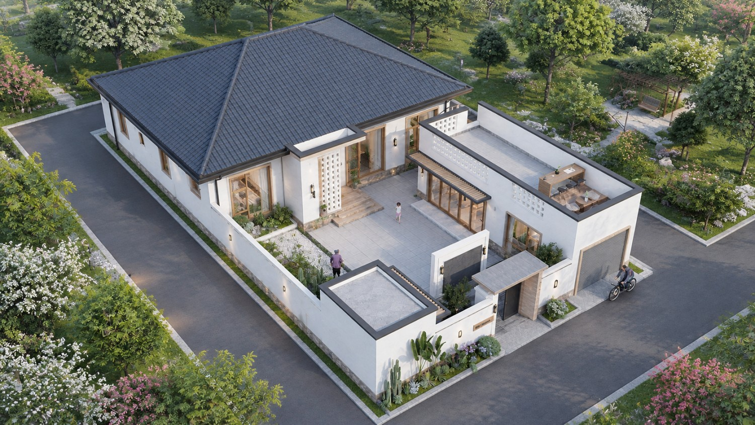 保定望都县孙家一层新中式自建别墅