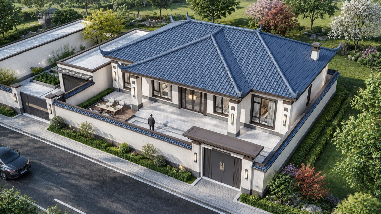 甘肃白银四龙一层新中式自建别墅