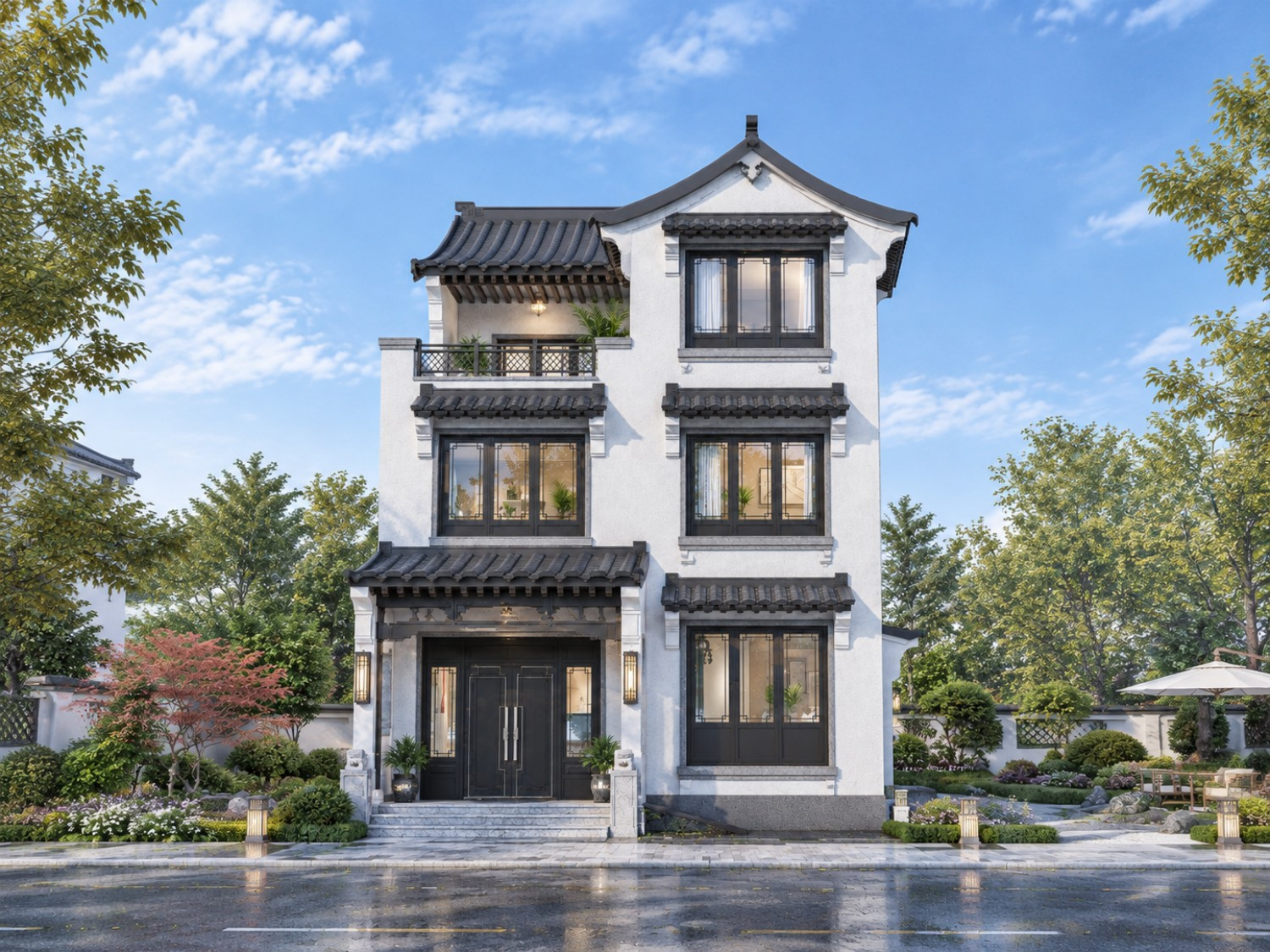 湖南邵阳禹家三层中式自建别墅	