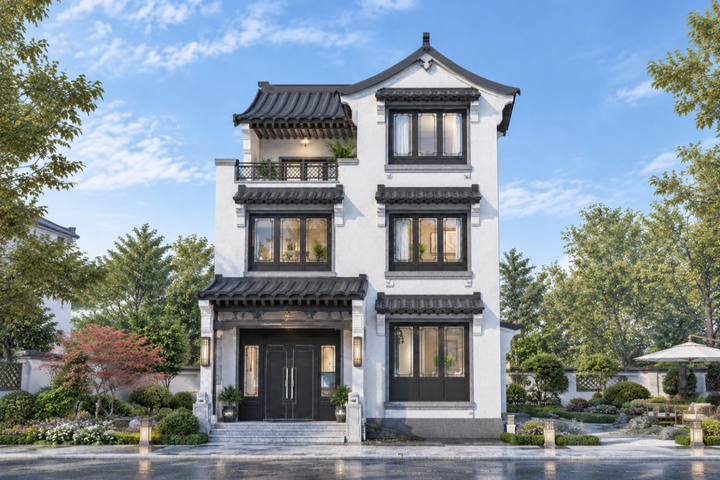 湖南邵阳禹家三层中式自建别墅	