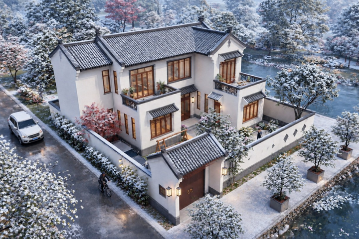 广东惠州陈家新中式宅院别墅图纸