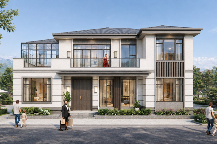 河北任丘吴家二层新中式自建别墅