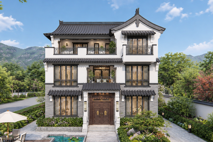 台州吴家新中式别墅图纸