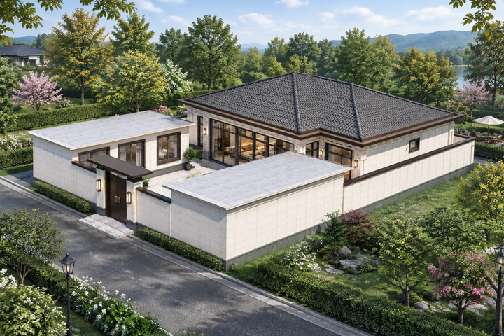 河北承德刘家新中式自建别墅	