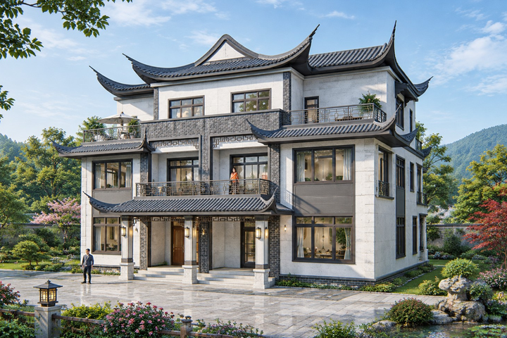 湖北荆州汪家中式双拼住宅