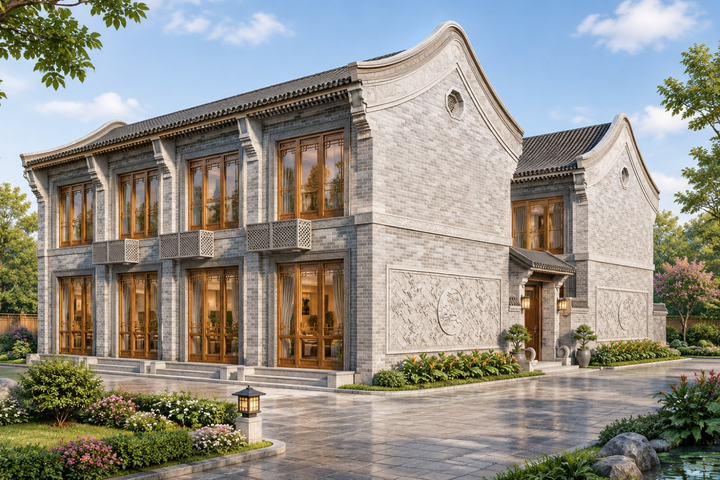 北京门头沟孙家二层中式自建别墅设计