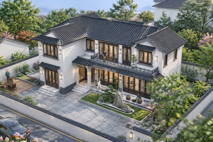 湖北仙桃李家新中式宅院