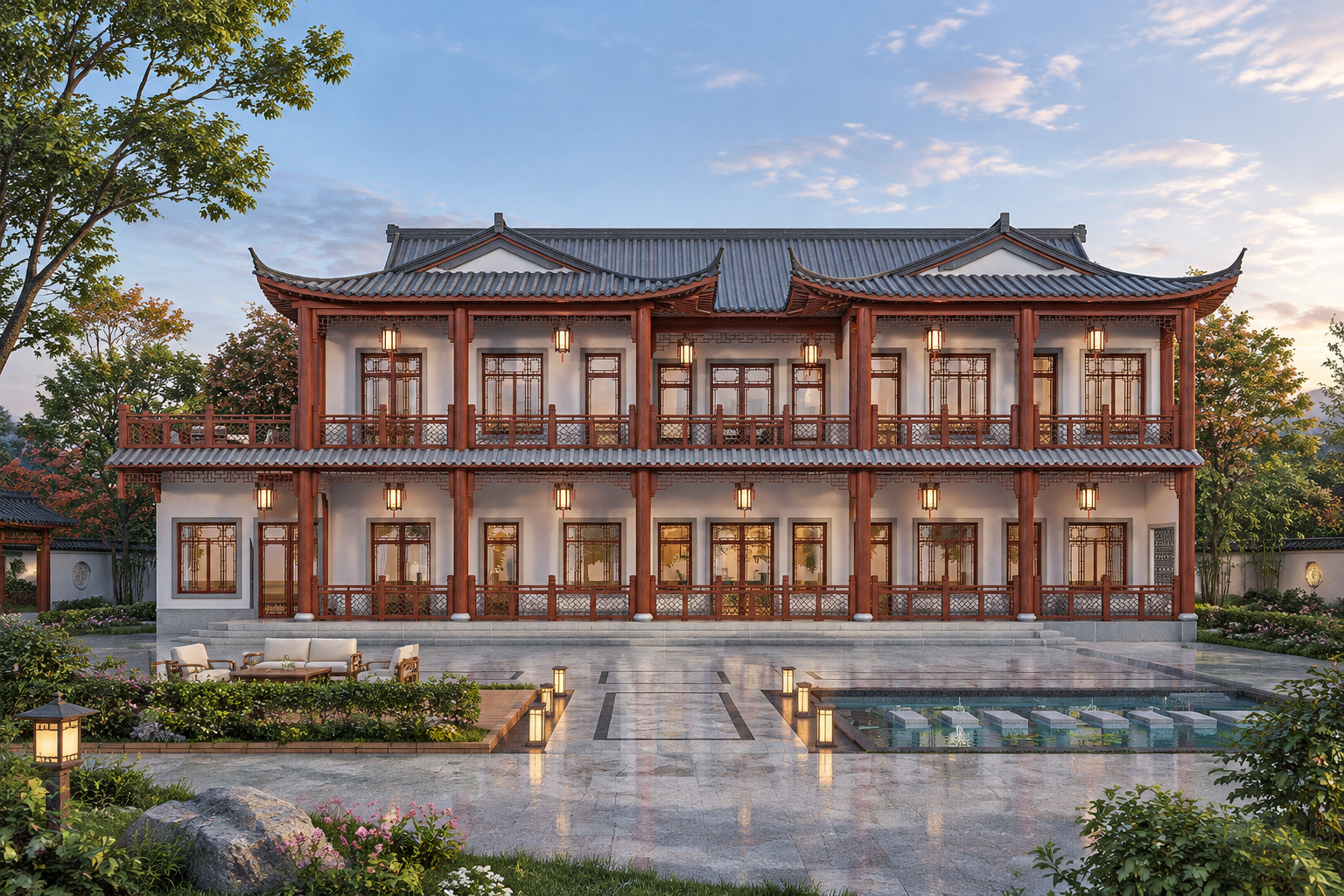 云南丽江李家二层中式自建别墅