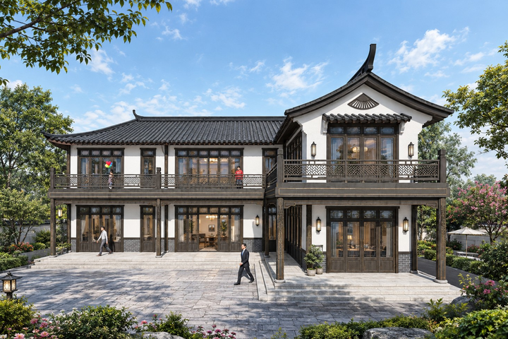 河北保定李家二层中式别墅