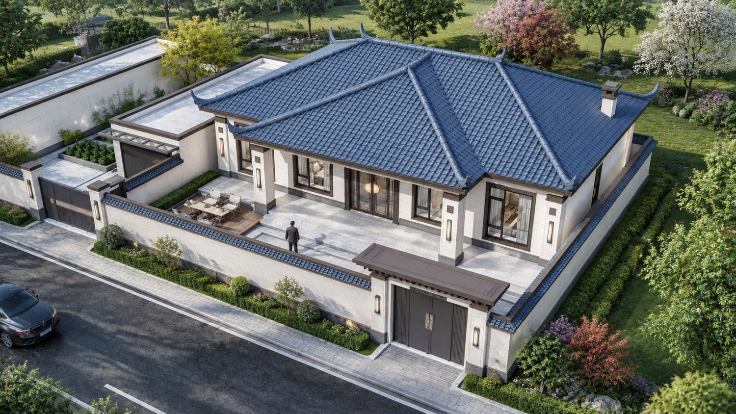 甘肃白银四龙一层新中式自建别墅