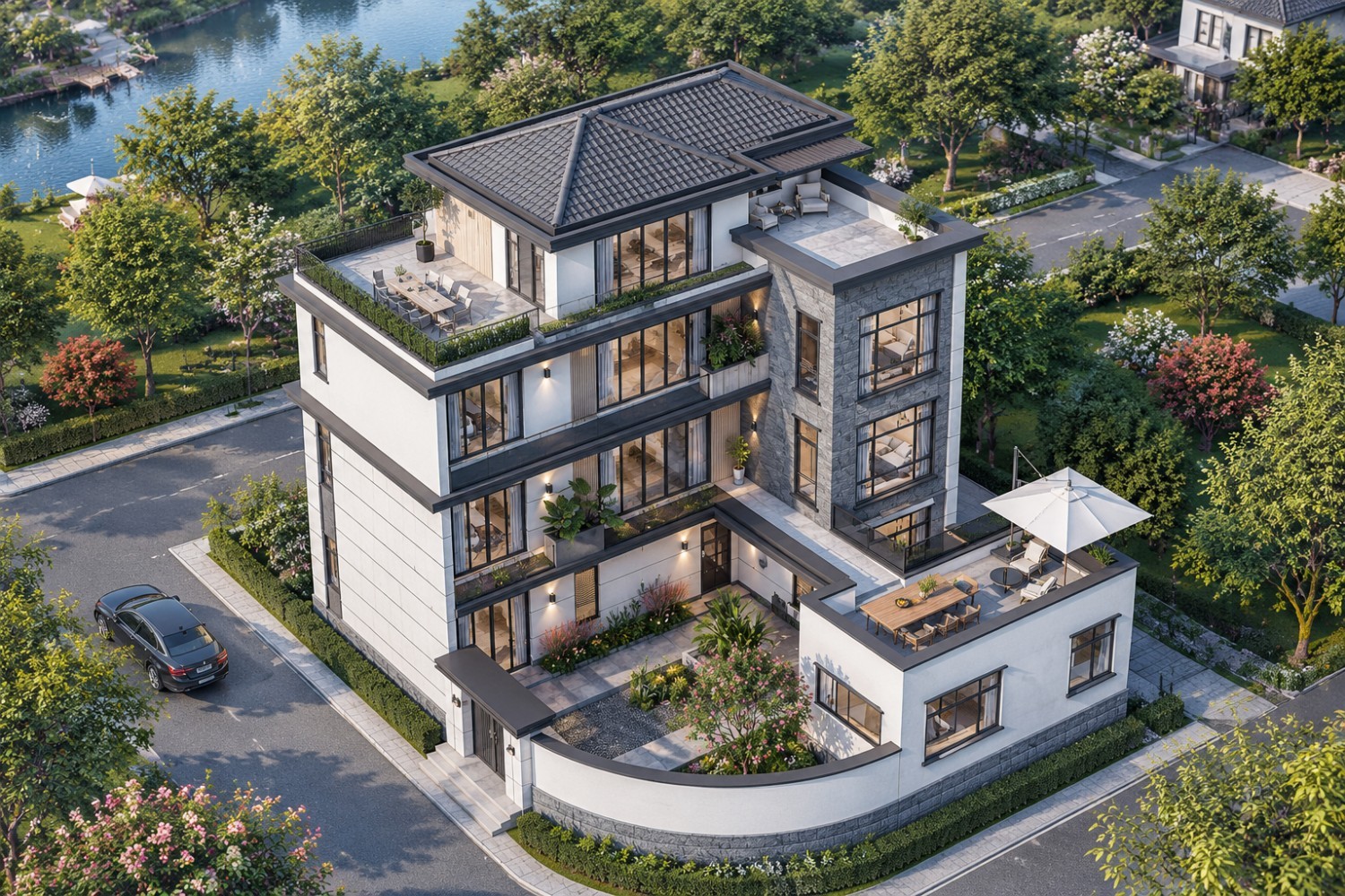 湖南永州廖家四层现代别墅