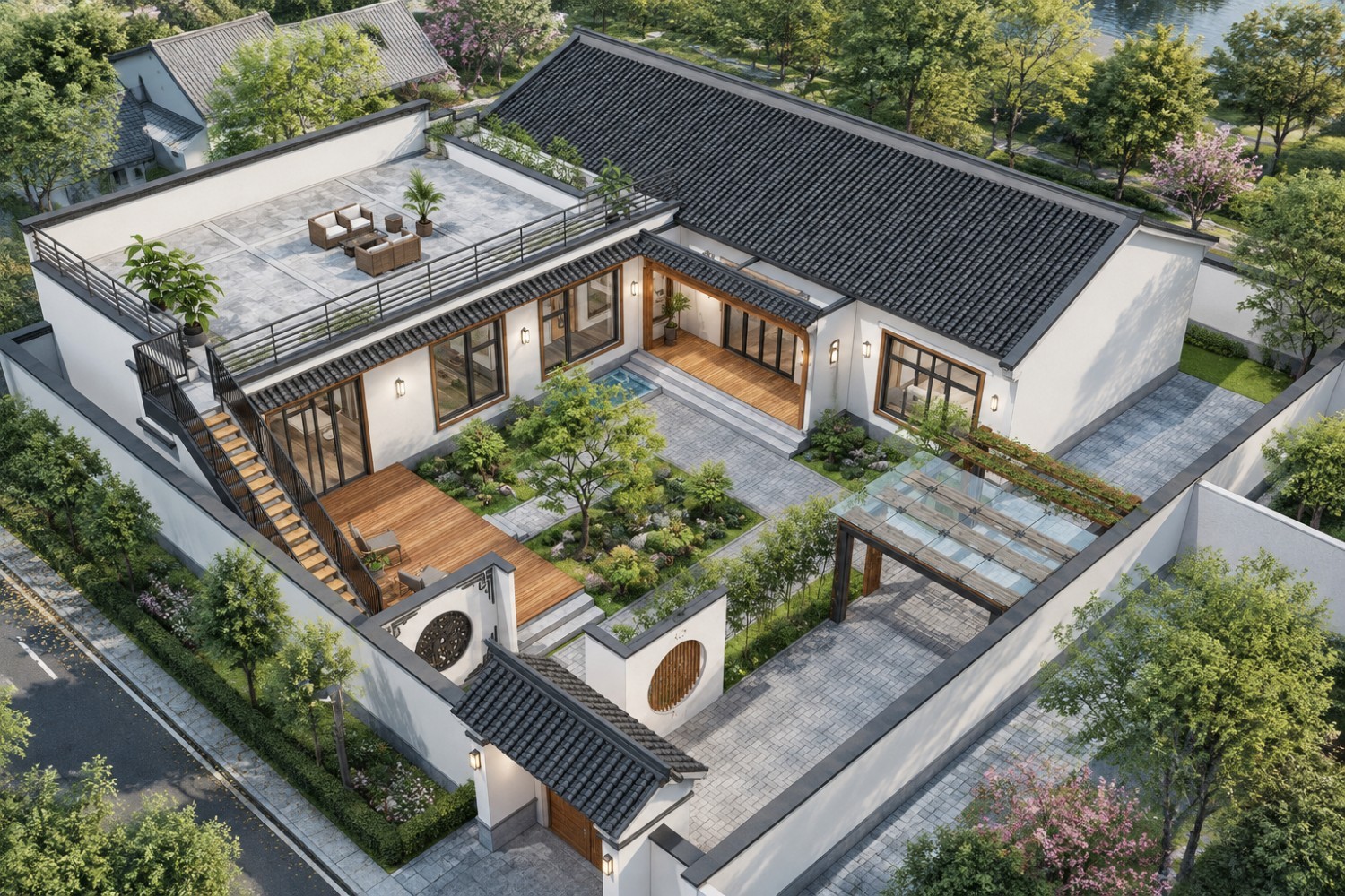 北京顺义刘家新中式别墅图纸