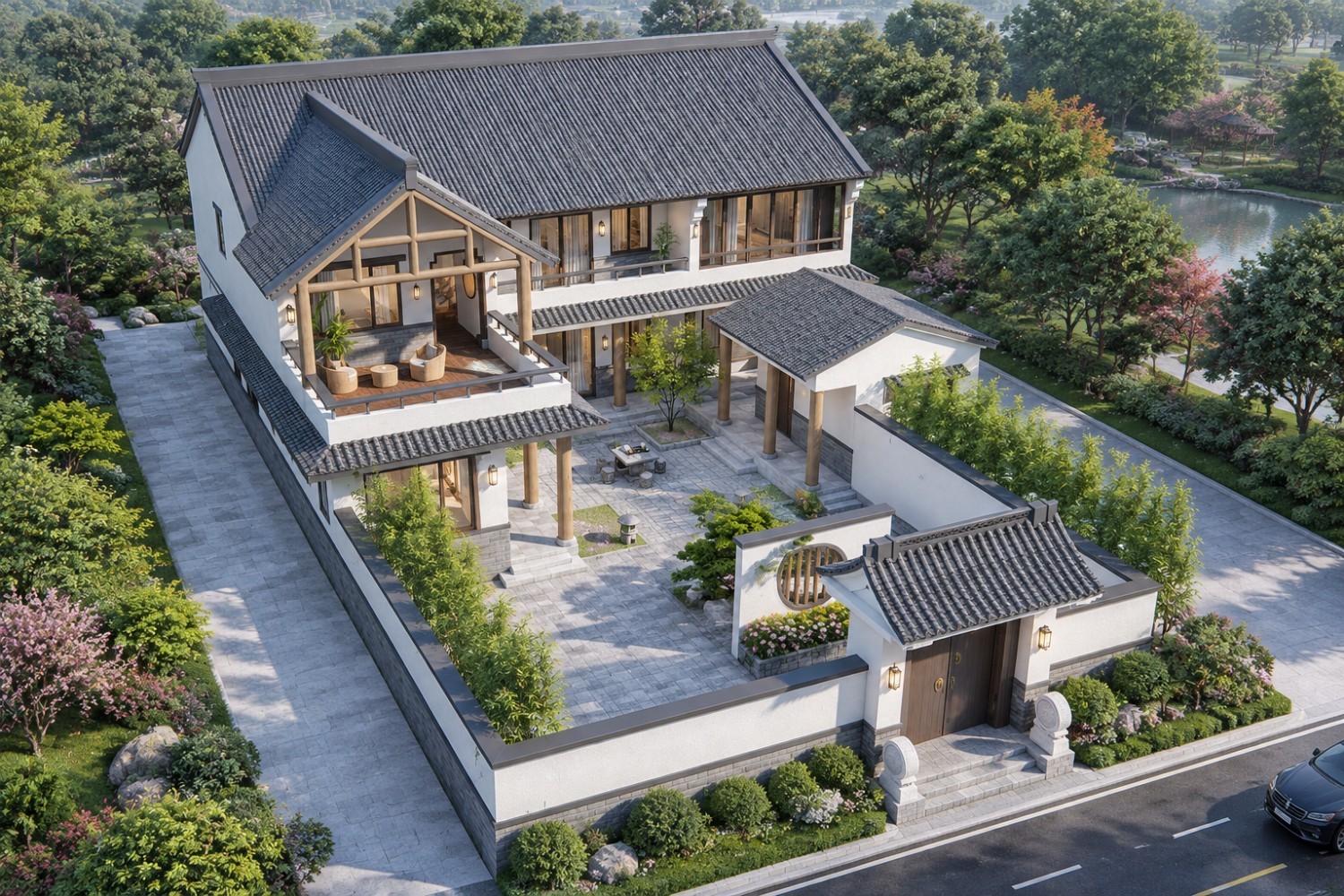 江西南昌二层新中式别墅自建房设计