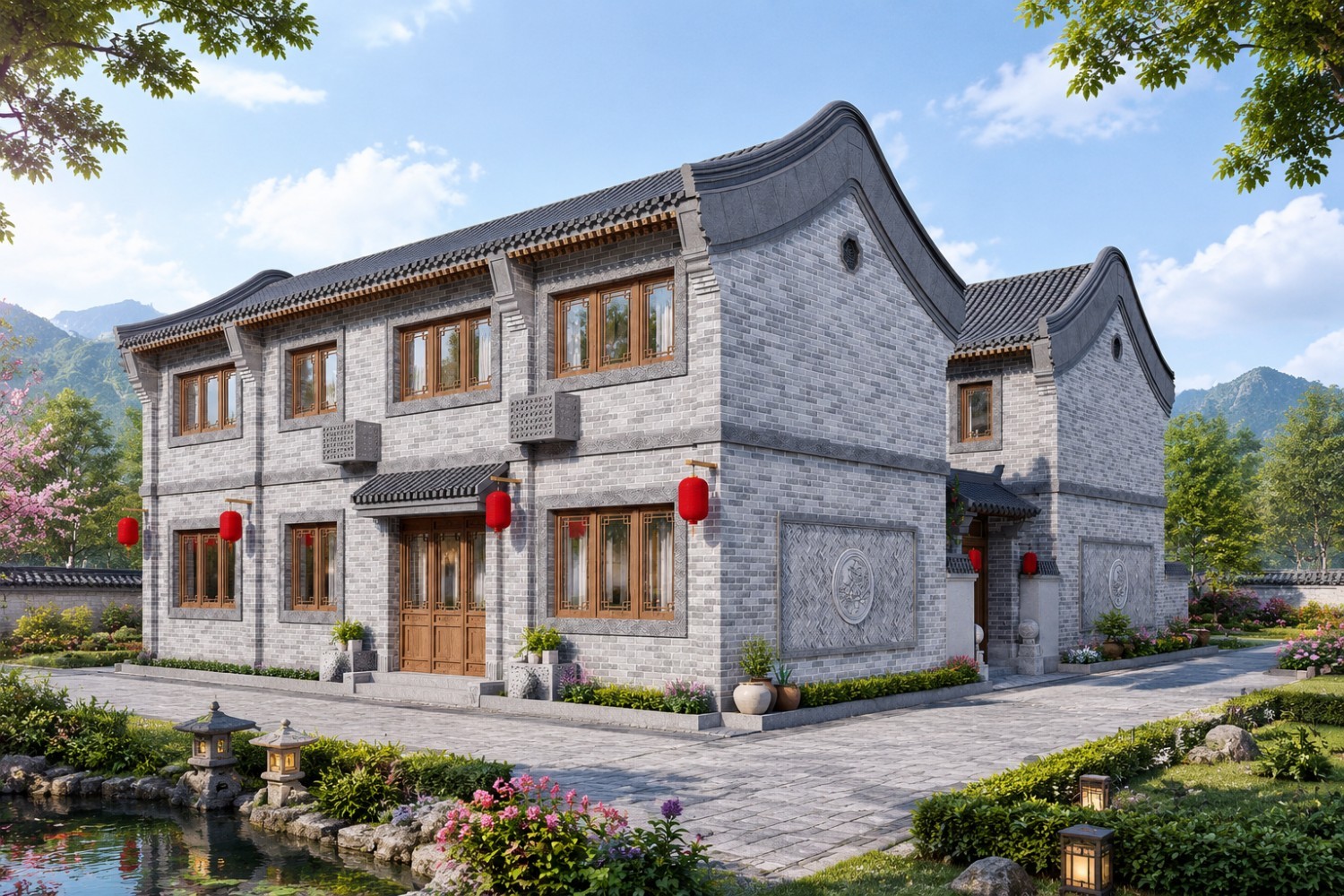 北京通州李家二层中式自建别墅设计